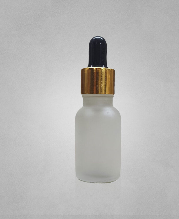 10ML CLEAR FROSTED GLASS BOTTLE WITH 18MM BLACK GOLDEN DROPPER