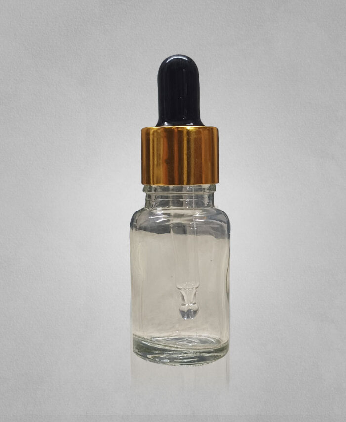 10ML CLEAR GLASS BOTTLE WITH BLACK GOLDEN DROPPER