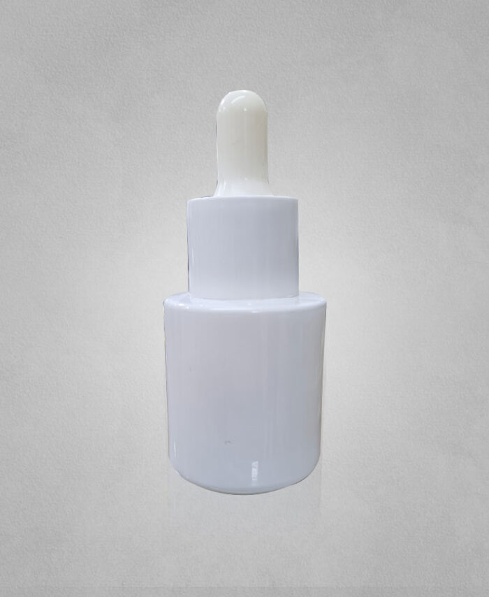 30ML WHITE COATED GLASS BOTTLE WITH 20MM COMPLETE WHITE DROPPER