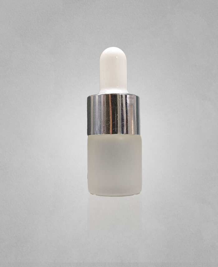 5ML FROSTED-CLEAR IMPORTED GLASS BOTTLE WITH 18MM SILVER WHITE DROPPER