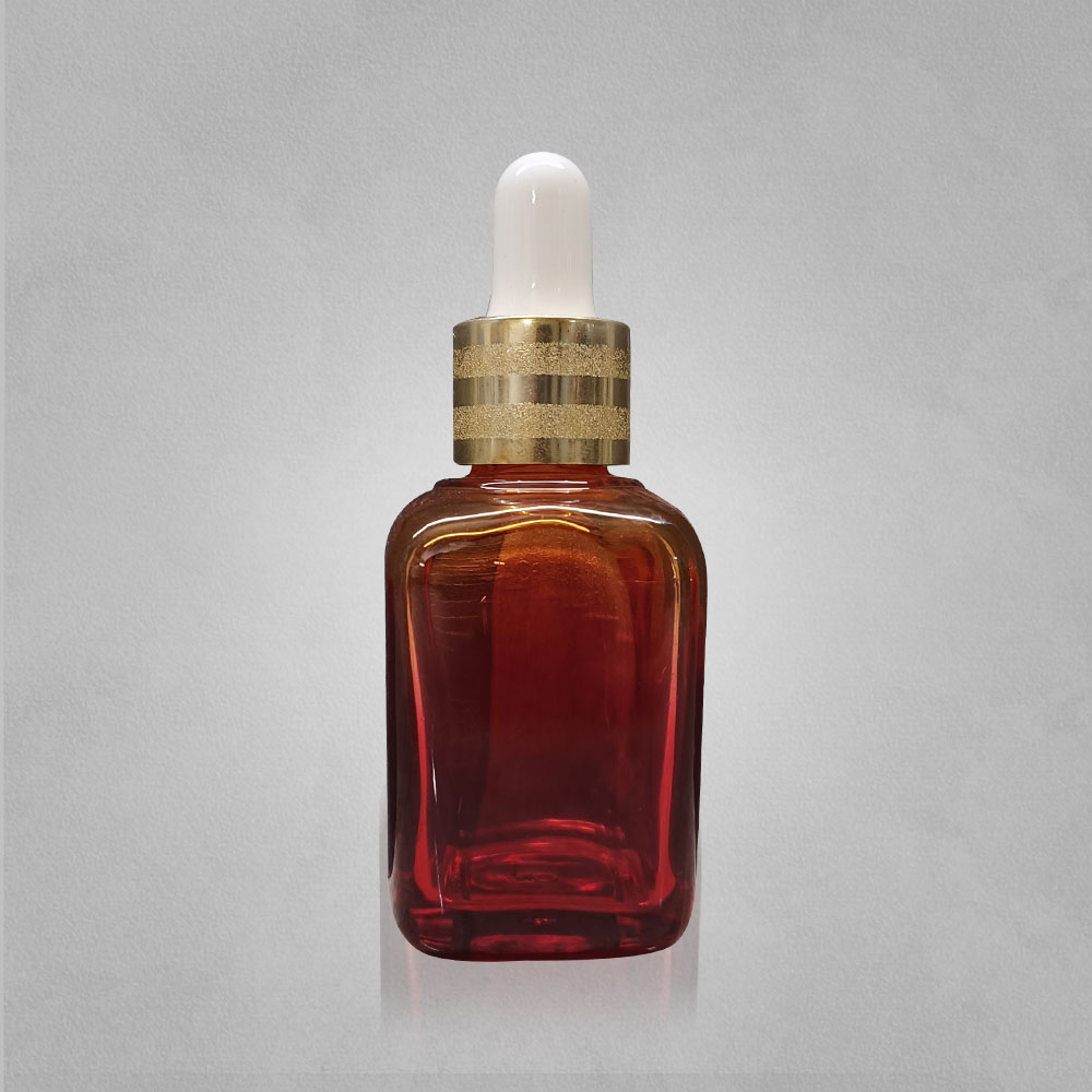 30ML SQUARE GLASS BOTTLE-TR-RED WITH 18MM KING DROPPER