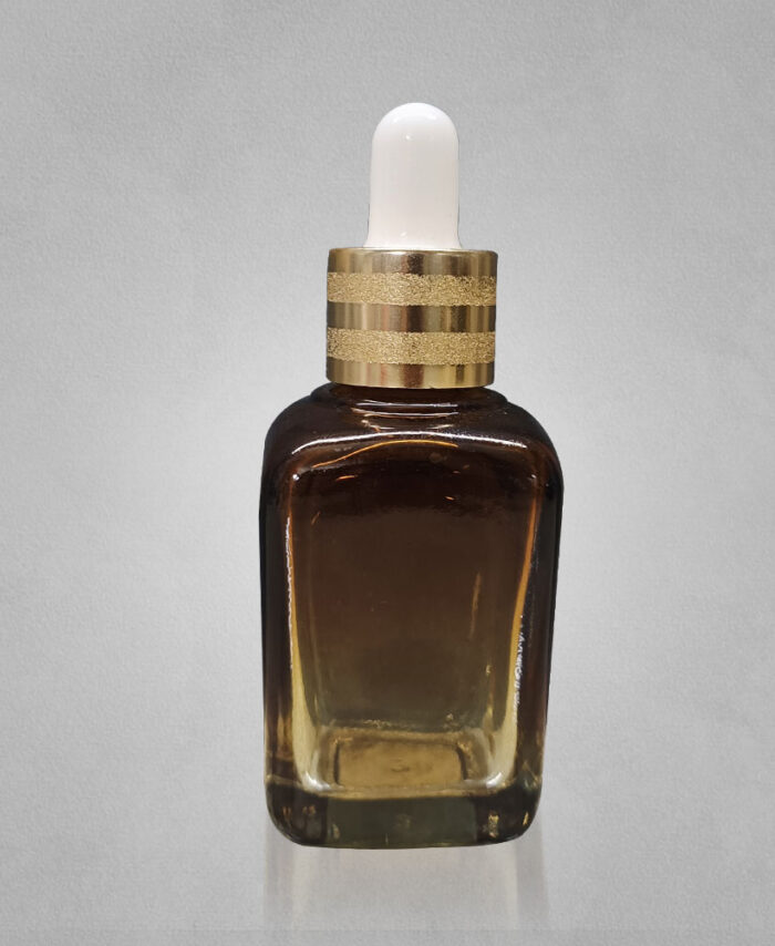 30ML SQUARE GLASS BOTTLE-AMBER CLEAR WITH 18MM KING DROPPER
