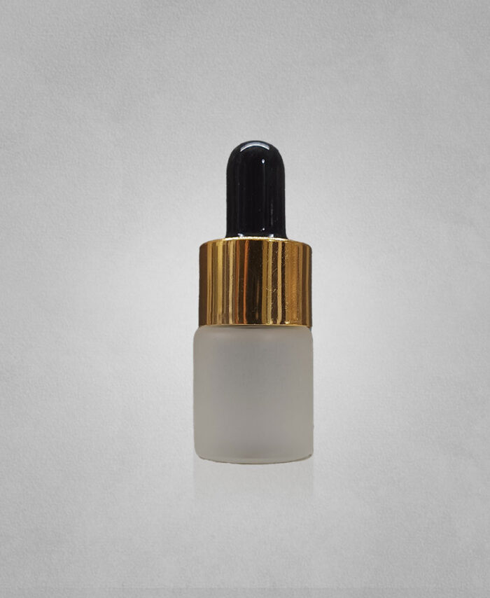 5ML FROSTED-CLEAR IMPORTED GLASS BOTTLE WITH 18MM GOLDEN BLACK DROPPER